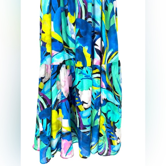 Anthropologie Sunny Hawaiian Floral Print Silk Blend Midi Dress Bohemian Size M - Picture 14 of 16